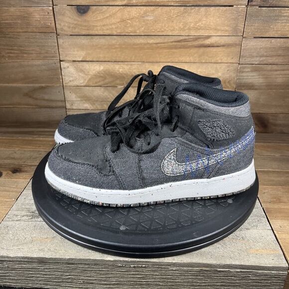 Nike Air Jordan 1 Mid SE Youth Size 5Y Black Racer Blue Lace Up Athletic Sneaker - Picture 3 of 10